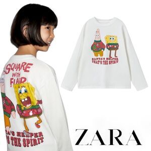 ZARA Kids | White | SPONGEBOB SQUAREPANTS © NICKELODEON EMBROIDERY SHIRT